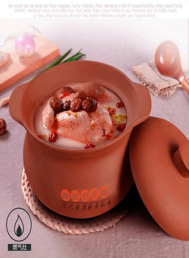 ZHCHSH Casserole Clay Hot Pot 2000ml Cooking Serving Soup Simmered Stewed Red Yixing Unglazed Lid Jar(Clay 68oz) - Image 4