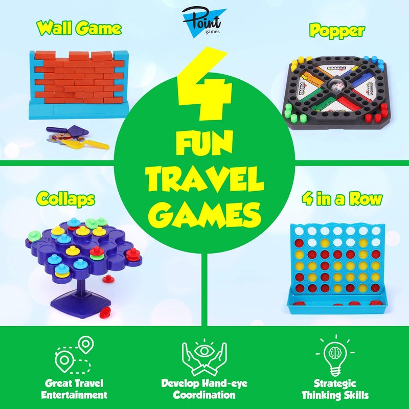 Point Games Travel Games 4in1 Airplane Travel Essentials Road Trip Essentials Kids Fun Games Easy Storage  Travel Friendly Critical Thinking and Brain Development Skills - Image 3