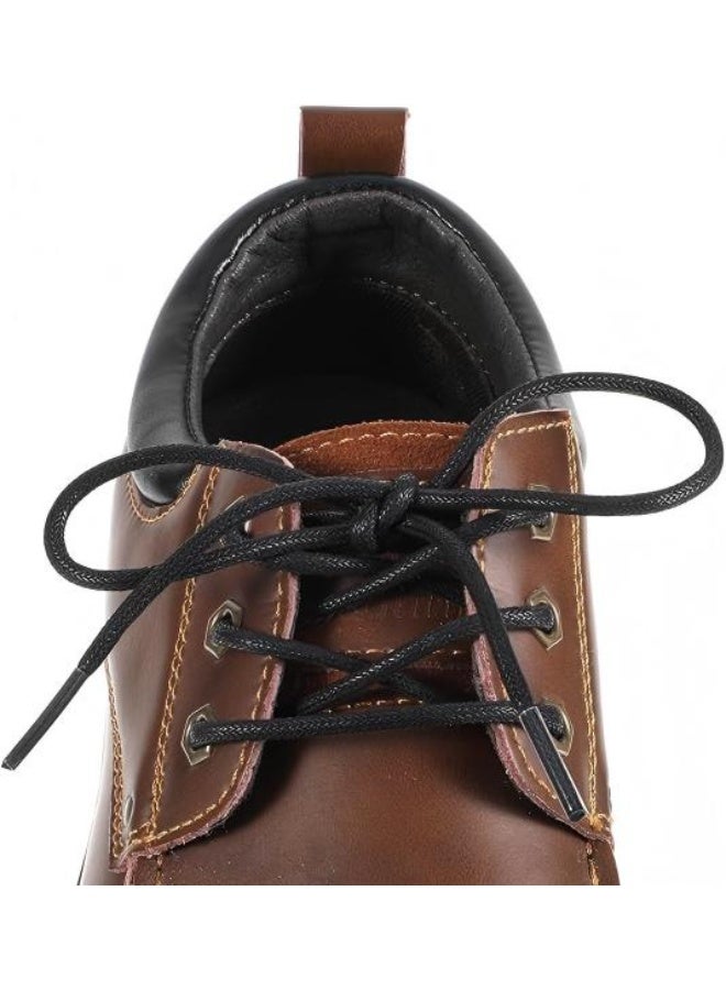 3 Pairs Waxed Round Oxford Shoe Laces, 90CM/35.43'' Thin Cotton Shoelaces, Formal Business Shoe Strings for Men Dress Shoes for Hiking Sporting Running (Black) - Image 3