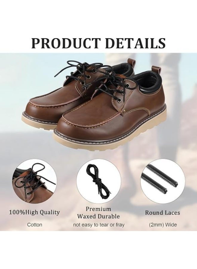 3 Pairs Waxed Round Oxford Shoe Laces, 90CM/35.43'' Thin Cotton Shoelaces, Formal Business Shoe Strings for Men Dress Shoes for Hiking Sporting Running (Black) - Image 2