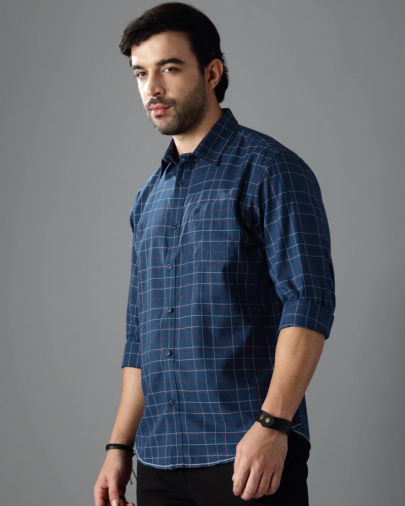 British Club Checked Print Slim Fit Long Sleeve Shirt - Image 3