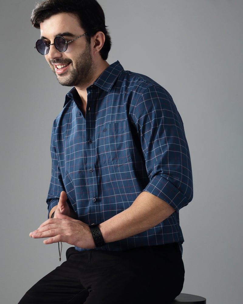 British Club Checked Print Slim Fit Long Sleeve Shirt - Image 1