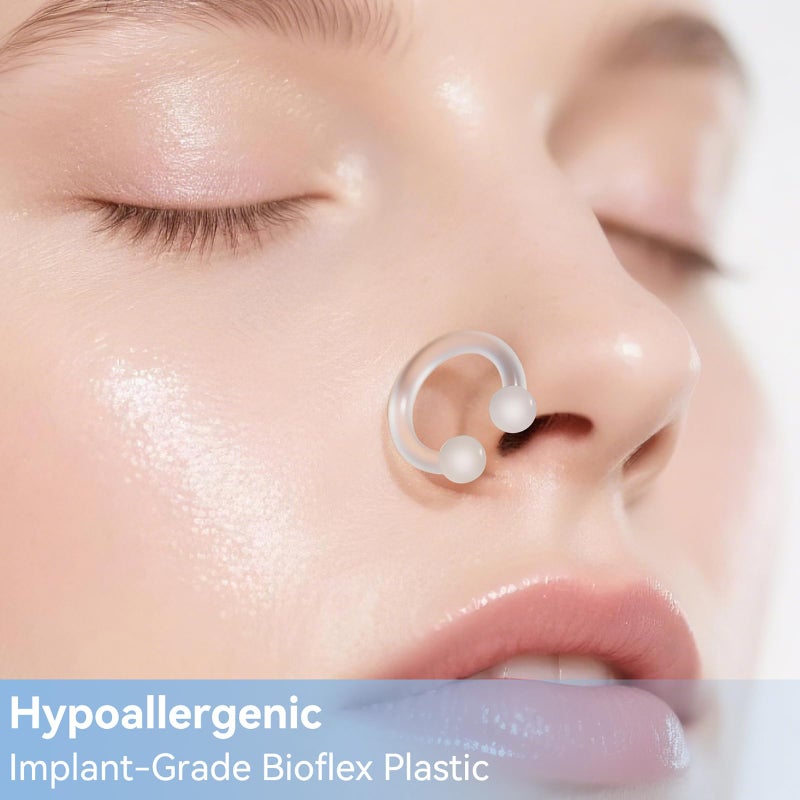 Jkrycyf 15Pcs Clear Nose Studs, Clear Nose Rings for Men and Women, Medical Grade Nose Piercing Retainer for Surgery Work, Nose, Lip, Eyebrow Cartilage Retainer - Image 3