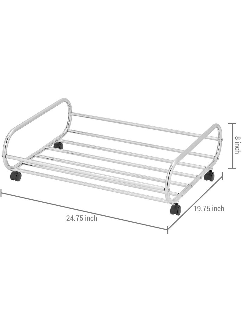 Generic Indian Decor 45896 Rolling Stainless Steel Bedroom Under Bed Space Saving Storage 24Inch Organizer Cart with Rotating Caster Wheels  - Image 4