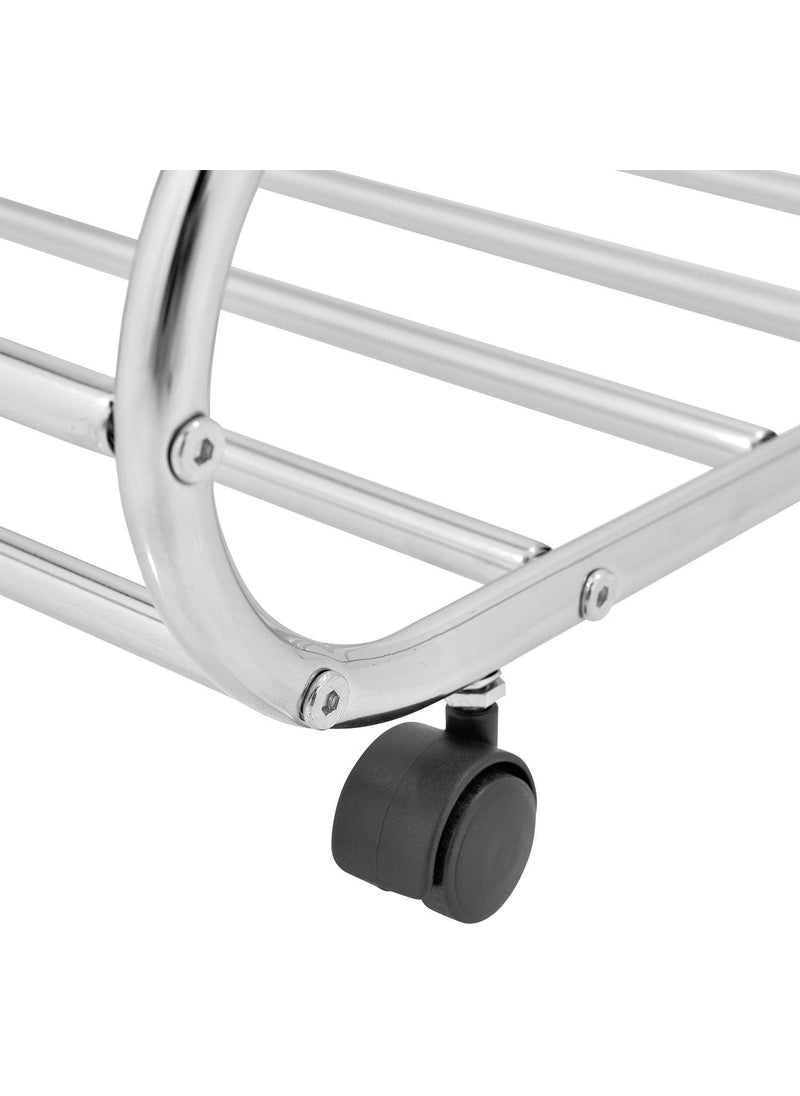 Generic Indian Decor 45896 Rolling Stainless Steel Bedroom Under Bed Space Saving Storage 24Inch Organizer Cart with Rotating Caster Wheels  - Image 5