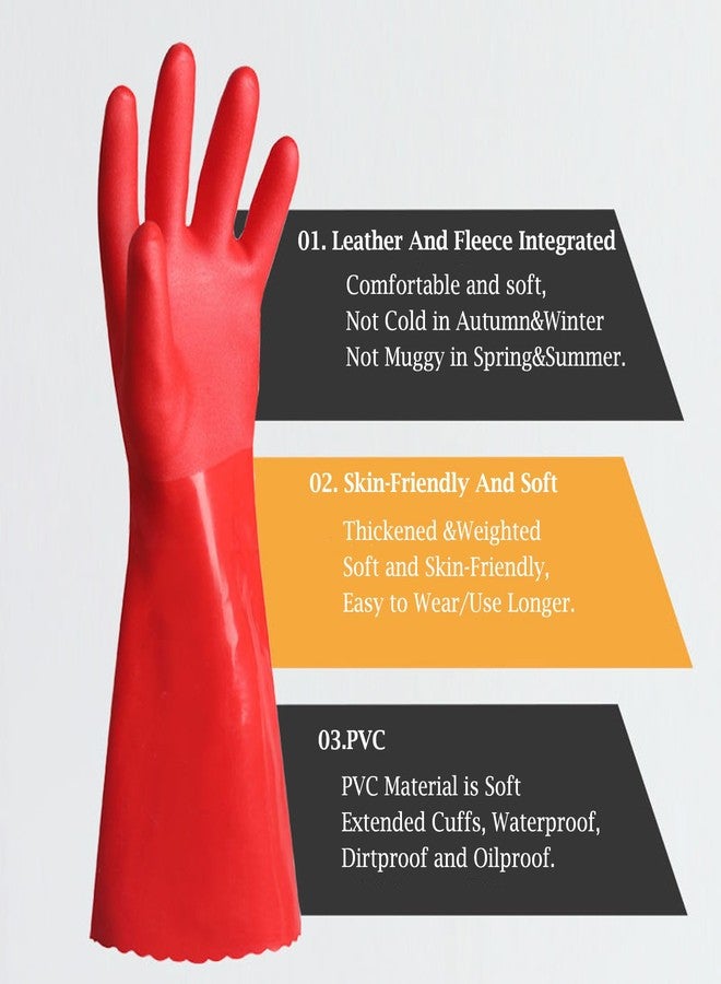 KAQ PVC Rubber Gloves with Cotton Lined: Anti-Slip Dishwashing Gloves 3 Pairs for Kitchen Washing Dishes - Heavy Duty Household for Working Painting Pet Care Handling Chemicals - Image 2