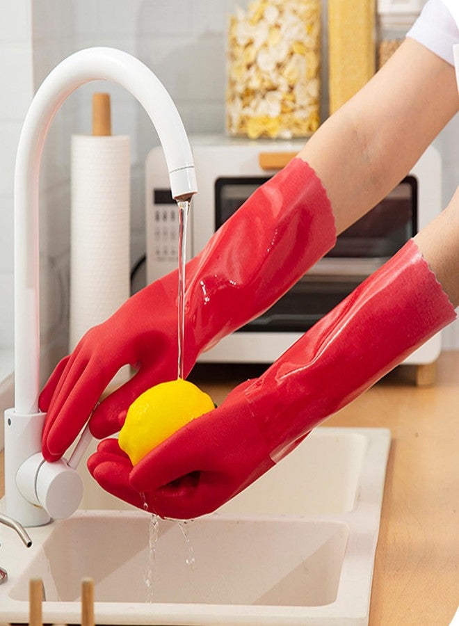 KAQ PVC Rubber Gloves with Cotton Lined: Anti-Slip Dishwashing Gloves 3 Pairs for Kitchen Washing Dishes - Heavy Duty Household for Working Painting Pet Care Handling Chemicals - Image 5