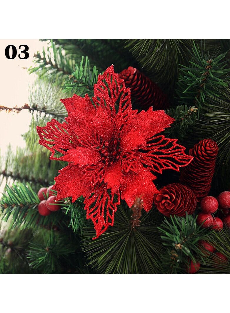 ACLIX 3-Piece Glitter Christmas Hollow Flower Golden 20 x 10 x 20cm Gold/Red/Blue - Image 3