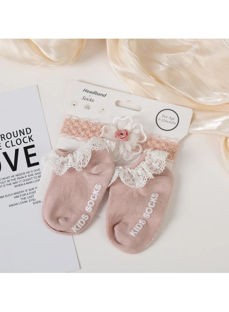D'Daniela Anna Headband and Socks Set  for Babies - Pink