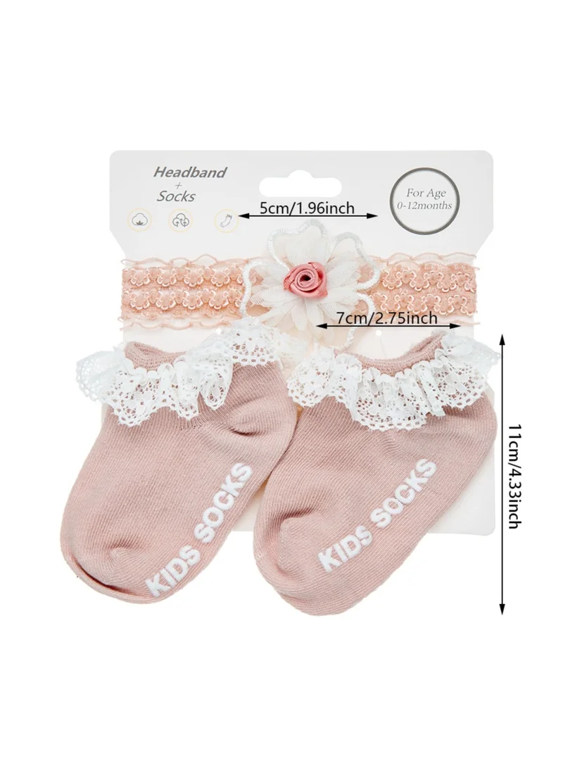 D'Daniela Anna Headband and Socks Set  for Babies - Pink