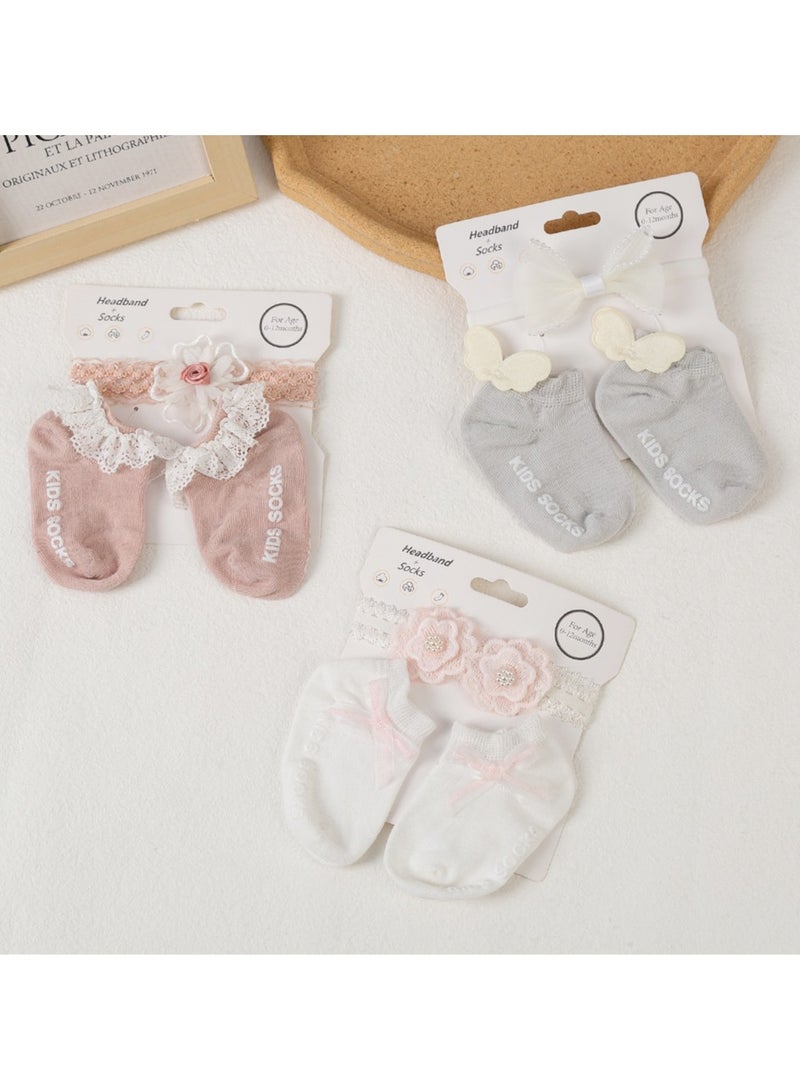 D'Daniela Anna Headband and Socks Set  for Babies - Pink - Image 5