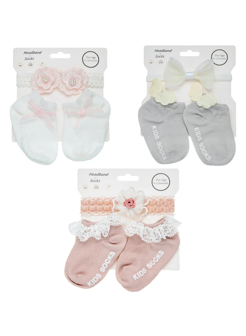 D'Daniela Anna Headband and Socks Set  for Babies - Pink