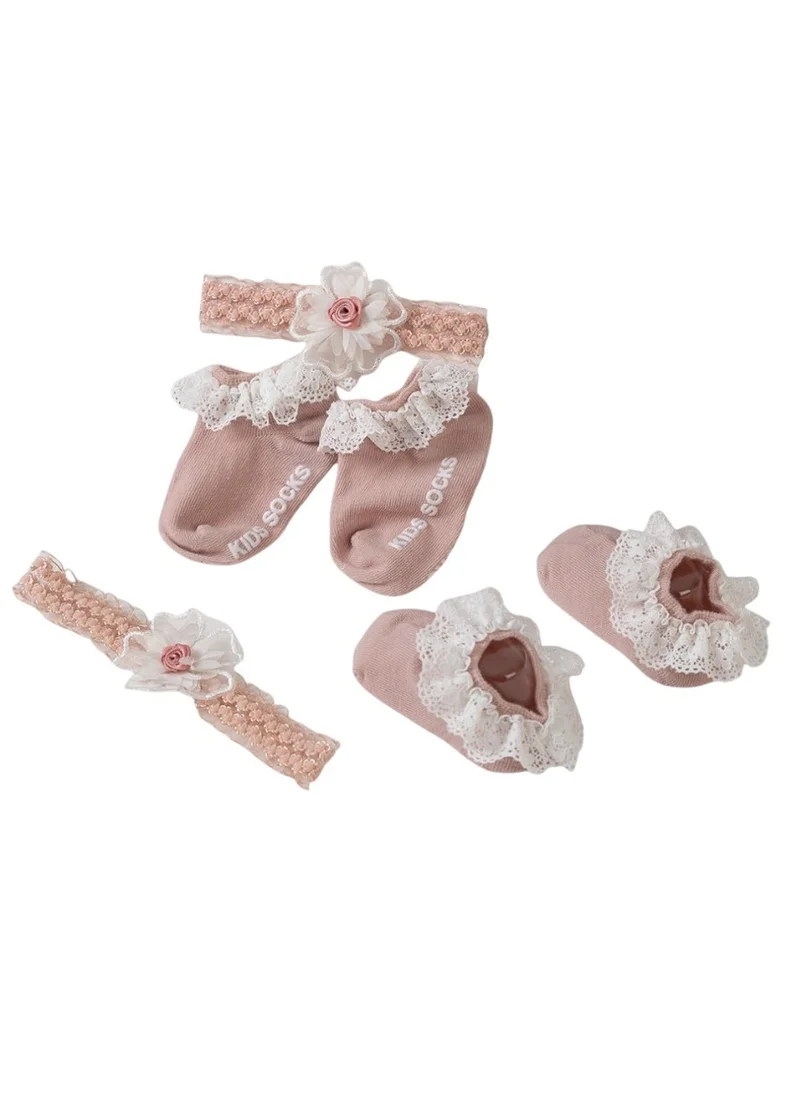 دىدانيالا Anna Headband and Socks Set  for Babies - Pink