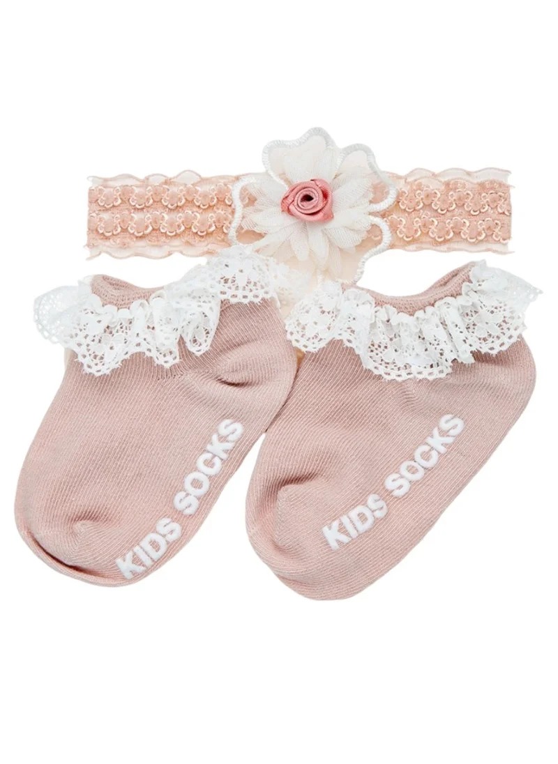 D'Daniela Anna Headband and Socks Set  for Babies - Pink