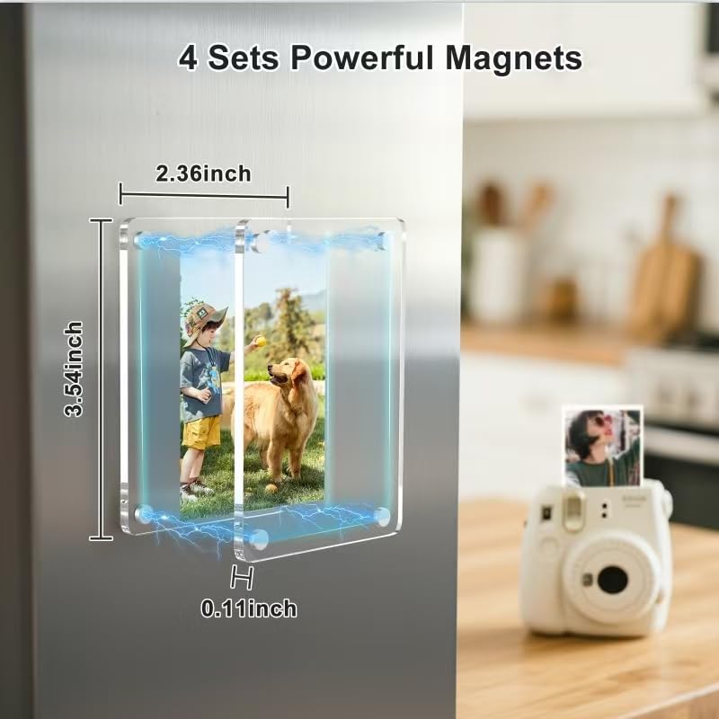 Hdama Magnetic Picture Frames for Refrigerator, 2.36 x 3.54 Inch Mini Fridge Magnets Photo Frame, Double Sided Magnet Acrylic Picture Frame for Fridge/Locker (6Pack) - Image 3