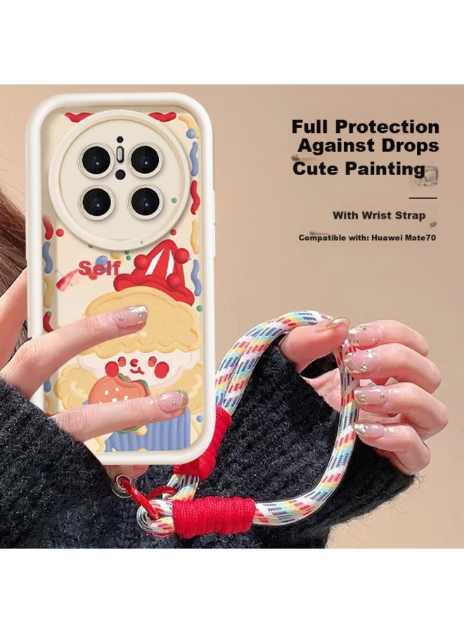 Jiang Ming Jiangming Suitable For Huawei Mate70 Phone Case, Huawei Mate70 Protective Cover, Full Lens Protection, Shockproof, Creative Painted Cartoon Cute Skin-friendly Soft Case, Full Lens Protection With Lanyard - Image 1