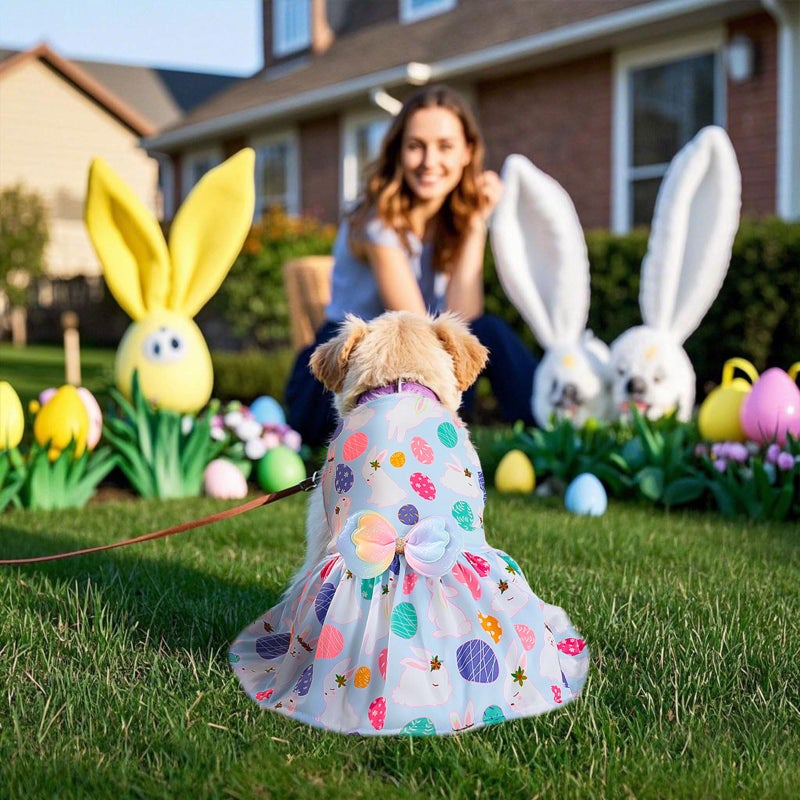 Habbiful Pet Dog Easter Outfit, Egg Bunny Carrot Purple Dog Dress Spring Summer Pet Doggie Apparel for Dogs Cats Gifts, M - Image 3