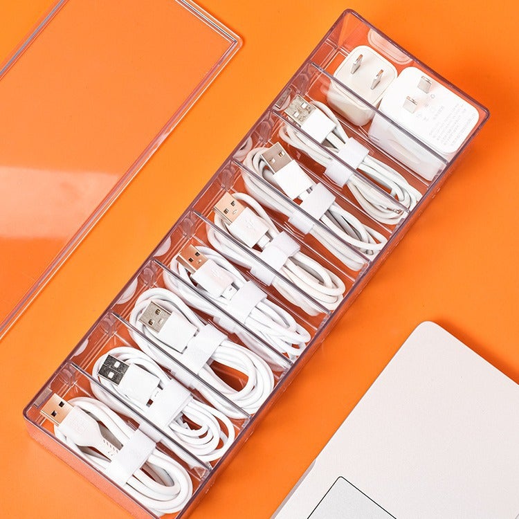 Data Cable Storage Box With Lid Power Charging Cable Organizing Artifact Mobile Phone Charger Desktop Cable Organizer Cable Box Set - Image 2