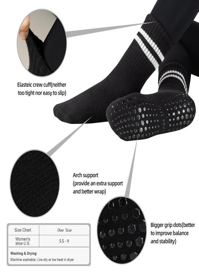 Raylarnia Tall Pilates Socks with Grips for Women, Yoga Crew Non-Slip, Grippy Ankle Barre Sock, Hospital Sticky Socks 5 Pairs - Image 3