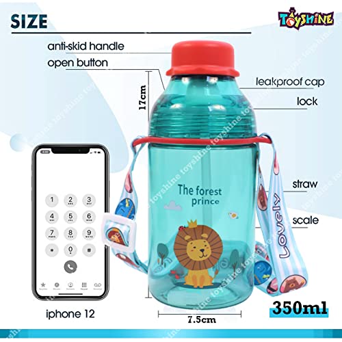 Toyshine No Lift Tritan Water Bottle with Straw, Spill Proof Cap Closure, BPA Free Water Bottle for Kids School, Featuring Adjustable Strap Galace, Children's Drinkware (400 ML, Green, Pack of 1) - Image 4