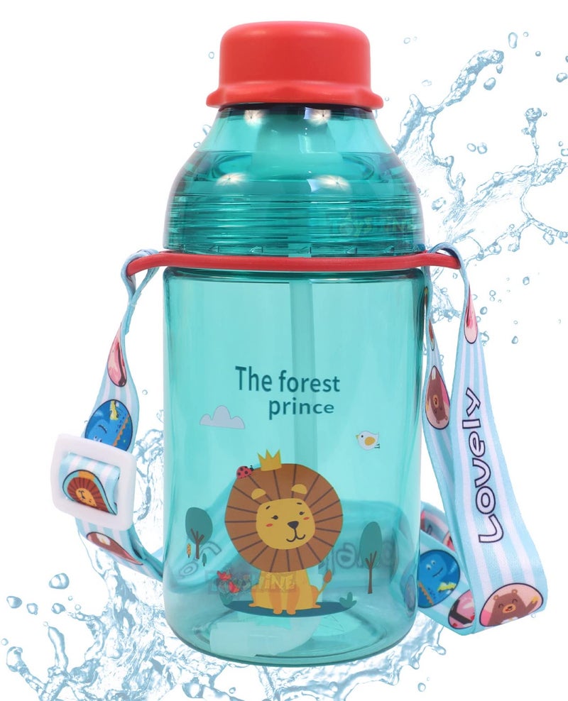 Toyshine No Lift Tritan Water Bottle with Straw, Spill Proof Cap Closure, BPA Free Water Bottle for Kids School, Featuring Adjustable Strap Galace, Children's Drinkware (400 ML, Green, Pack of 1) - Image 5