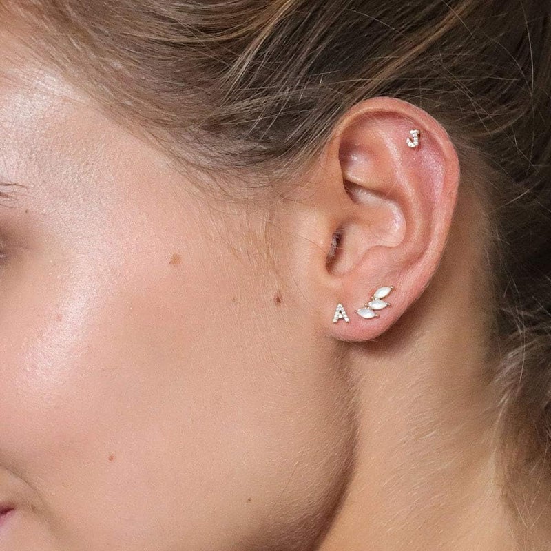 MONOOC Store Initial Stud Earrings for Girls - S925 Sterling Silver Post Cubic Zirconia Stud Earrings Initial Earrings for Girls Women Hypoallergenic Earrings Birthday Gifts for Girls Kids Jewelry - Image 5