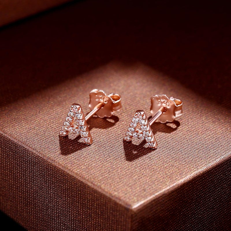 MONOOC Store Initial Stud Earrings for Girls - S925 Sterling Silver Post Cubic Zirconia Stud Earrings Initial Earrings for Girls Women Hypoallergenic Earrings Birthday Gifts for Girls Kids Jewelry - Image 4