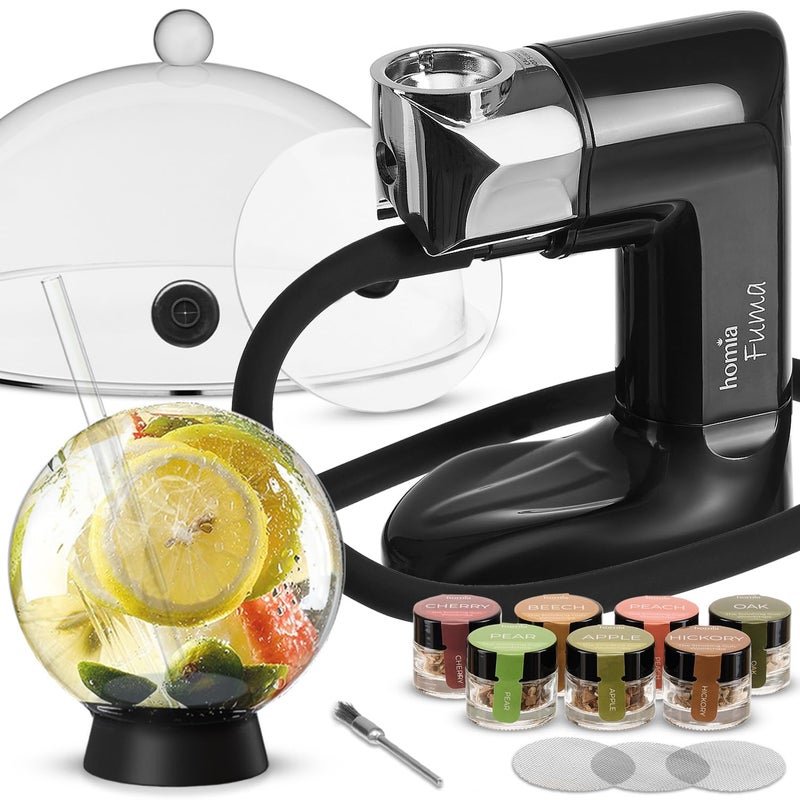 homia طقم مدخن الكوكتيل - طقم مدخن الويسكي - جهاز تدخين - طقم متميز، 14 قطعة مع ملحقات ورقائق خشبية - مدخن داخلي - هدية للرجال - Image 1