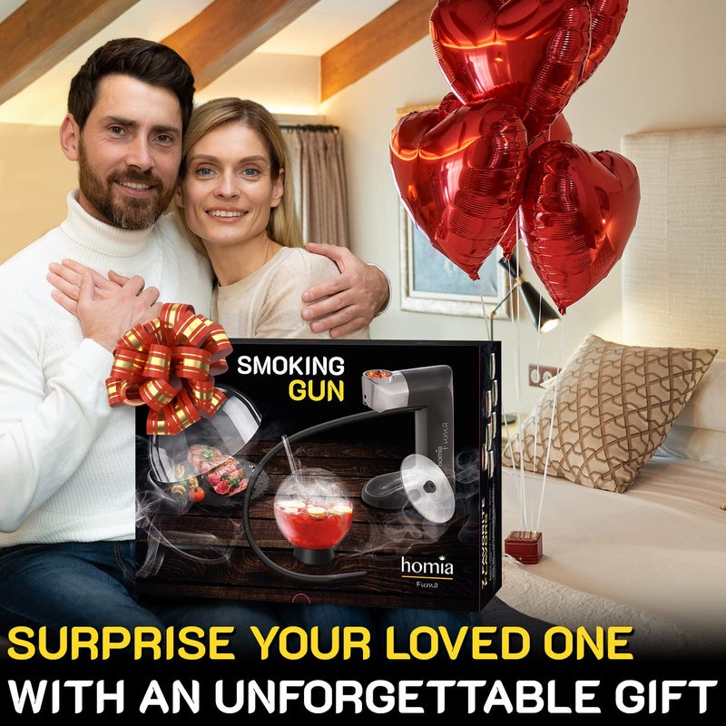 homia طقم مدخن الكوكتيل - طقم مدخن الويسكي - جهاز تدخين - طقم متميز، 14 قطعة مع ملحقات ورقائق خشبية - مدخن داخلي - هدية للرجال - Image 2