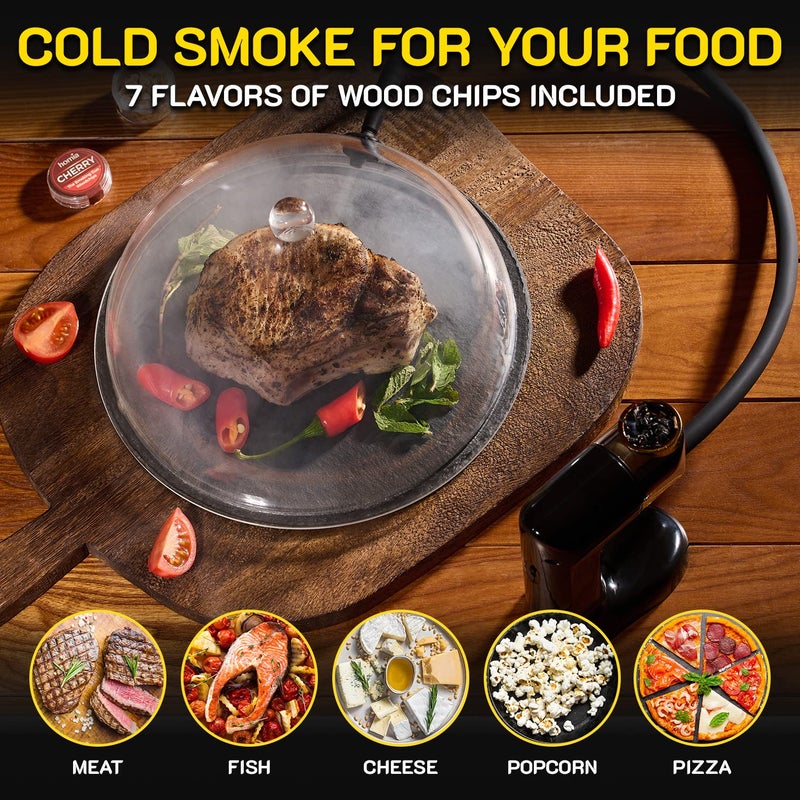 homia طقم مدخن الكوكتيل - طقم مدخن الويسكي - جهاز تدخين - طقم متميز، 14 قطعة مع ملحقات ورقائق خشبية - مدخن داخلي - هدية للرجال - Image 3