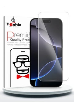Techie HD Tempered Glass Screen Protector for Apple iPhone 16 Pro max - Anti Reflection Anti Bubbles 9H Hardness 0.33 mm Rounded Edges Easy Installation  - Image 1