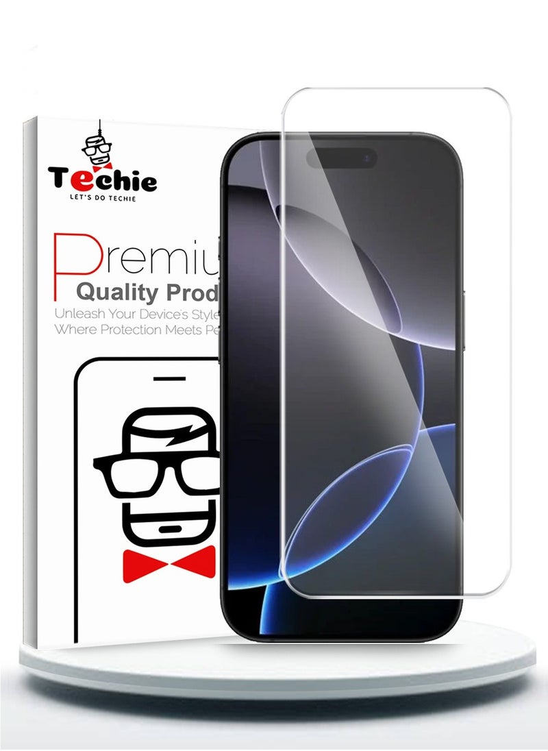 Techie - HD Tempered Glass Screen Protector for Apple iPhone 16 Pro max - Anti Reflection Anti Bubbles 9H Hardness 0.33 mm Rounded Edges Easy Installation - Image 1
