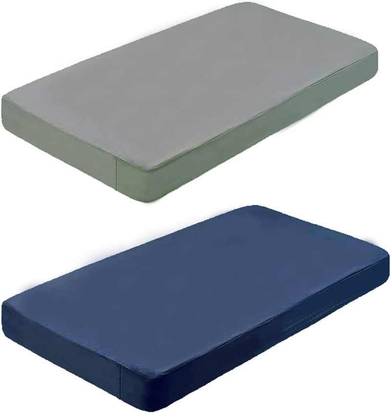 2 Pack Crib Sheet, Microfiber Fitted Crib Sheet متوافق مع Standard Crib and Toddler Mattress Soft Baby Sheet（ رمادي and Navy أزرق 52"x 28"x 8"） - Image 1