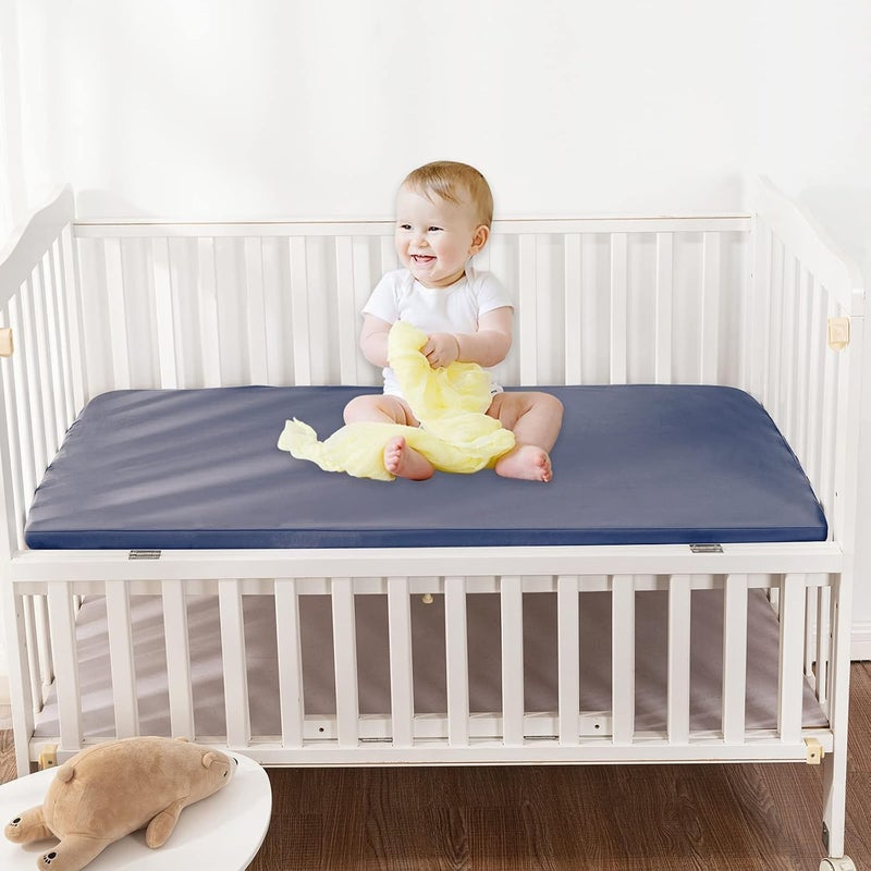 2 Pack Crib Sheet, Microfiber Fitted Crib Sheet متوافق مع Standard Crib and Toddler Mattress Soft Baby Sheet（ رمادي and Navy أزرق 52"x 28"x 8"） - Image 5