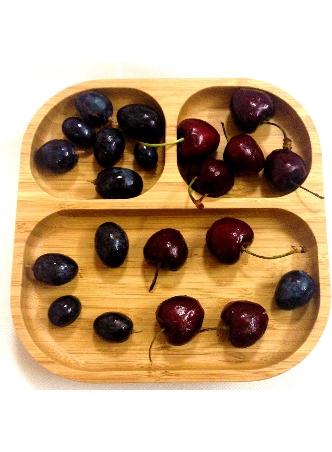 Youkoo kitchen (Blue) - Baby Toddler Stay Put Dish, Kids Suction Plate, Bamboo Cute Dinnerware (Blue) - Image 4