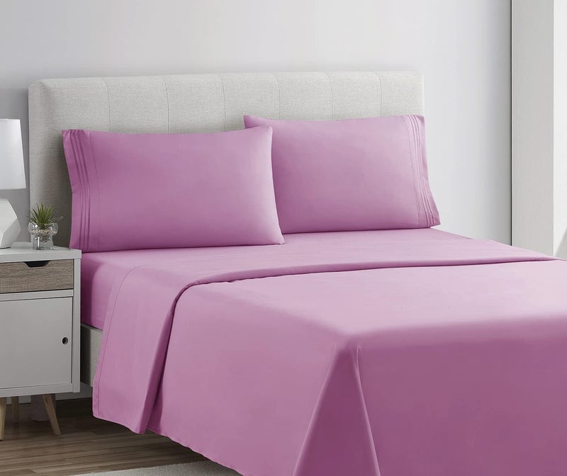 Clara Clark Bed Sheets, Premier 1800 Series 4 Piece Bed Sheet Set, Deep Pocket, Wrinkle, Fade, Stain Resistant, Luxury Soft Bedding Sheets & Pillowcases, Full, Light Pink - Image 2