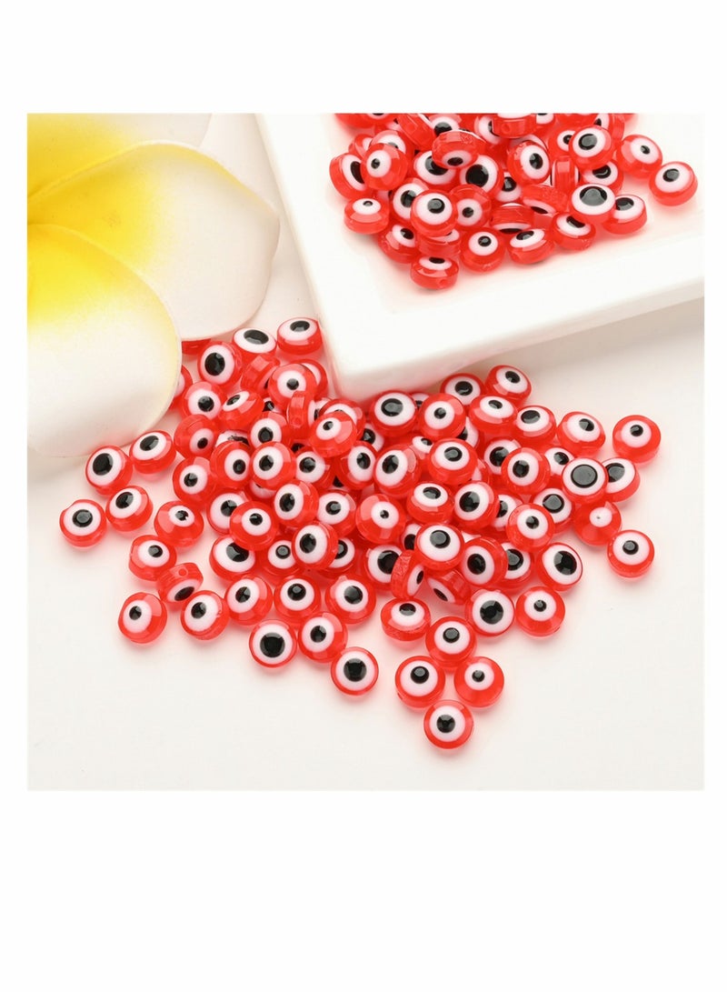 Suntown Evil Eye Beads, Round Evil Eye Handmade Resin Beads, Charms Round Evil Eye Spacer Beads Handmade Beads for DIY Jewelry Bracelet Earring Necklace Craft Making, Red, 200 Pcs - Image 3