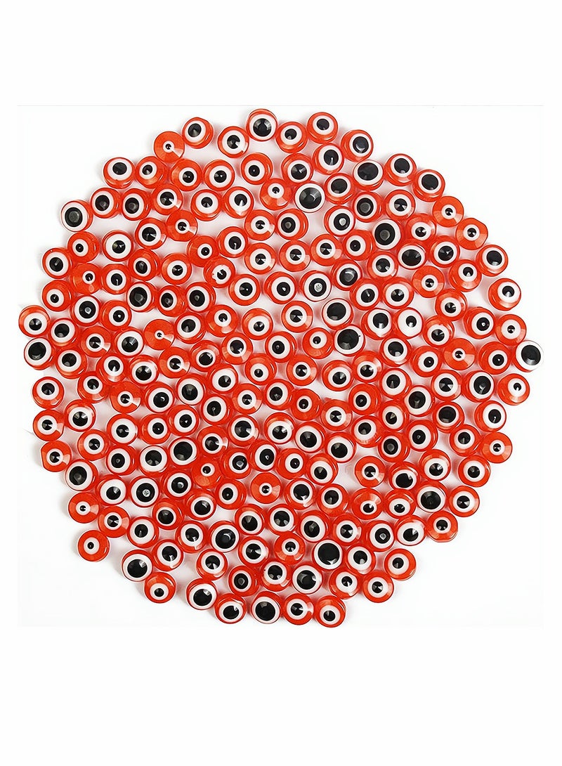 Suntown Evil Eye Beads, Round Evil Eye Handmade Resin Beads, Charms Round Evil Eye Spacer Beads Handmade Beads for DIY Jewelry Bracelet Earring Necklace Craft Making, Red, 200 Pcs - Image 1