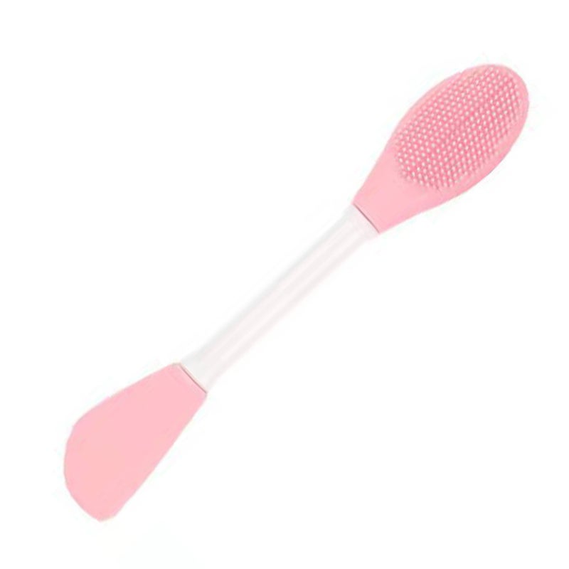 Double Ended Facial Mask Brush Soft Head Massaging Silicone Knife Shaped Facial Mask Brush Light Pink - Image 1