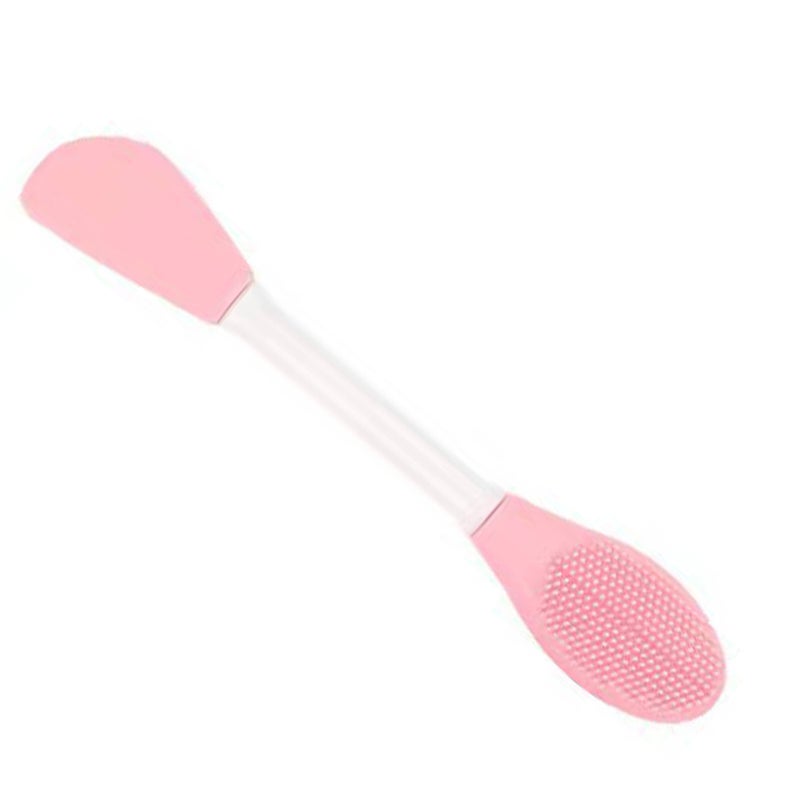 Double Ended Facial Mask Brush Soft Head Massaging Silicone Knife Shaped Facial Mask Brush Light Pink - Image 2