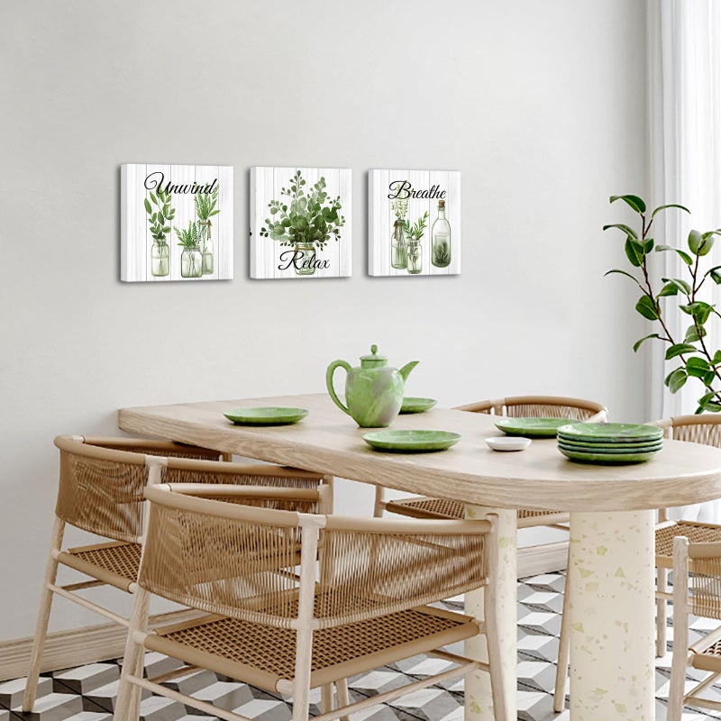 NutArtPic Sage Botanical Wall Art Eucalyptus Leaf Picture Sage Green Botanical Plants Paintings For Bathroom Living Room Bedroom Office (Sage Green) - Image 4
