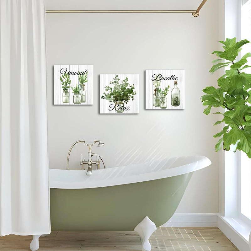 NutArtPic Sage Botanical Wall Art Eucalyptus Leaf Picture Sage Green Botanical Plants Paintings For Bathroom Living Room Bedroom Office (Sage Green) - Image 2