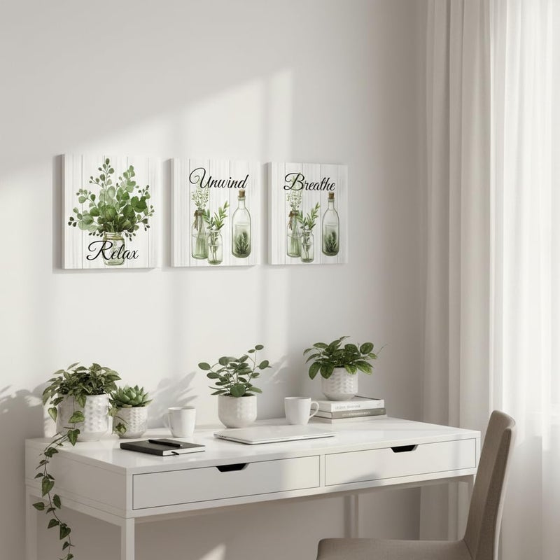 NutArtPic Sage Botanical Wall Art Eucalyptus Leaf Picture Sage Green Botanical Plants Paintings For Bathroom Living Room Bedroom Office (Sage Green) - Image 5