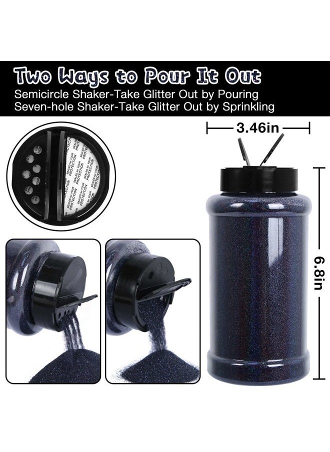 Terrasil - Holographic Ultra Fine Glitter, 16 Oz (1 Ib), Fine Glitter for Resin Crafts Nails Tumblers Slime Cosmetic and Festival Decoration - Laser Black Glitter Bulk - Image 1