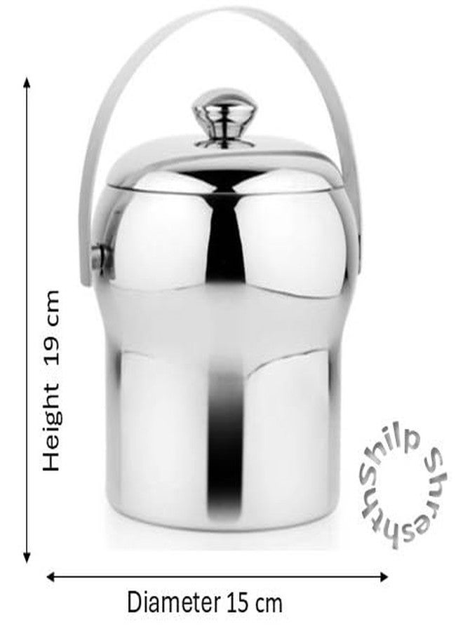 Shilp Shreshth Stainless Steel Double Wall Ice Bucket, 15 cm Diameter, 19 cm Height, 1500 ml - Image 2