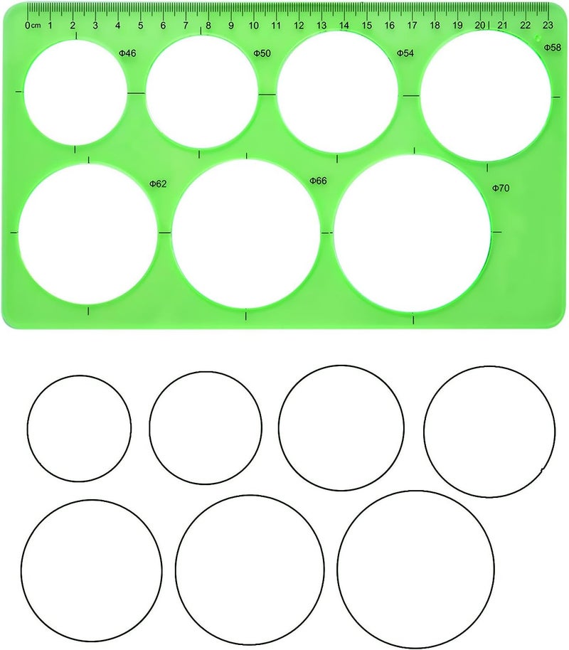 Hestya 3 Pieces Circle Template for Drawing 3 Sizes Circle Stencil Templates for Drafting Round Plastic Geometric Stencil for Office and School Building Formwork Drawings(Clear Green) - Image 4