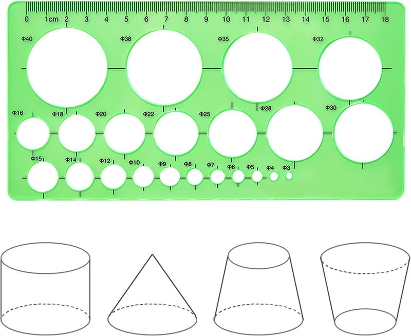 Hestya 3 Pieces Circle Template for Drawing 3 Sizes Circle Stencil Templates for Drafting Round Plastic Geometric Stencil for Office and School Building Formwork Drawings(Clear Green) - Image 3