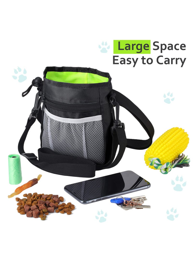 SOLARAE Dog Clicker Training Kit, 1 Dog Treat Training Pouch, and 2 Pieces Pet Training Clicker with Wrist Strap, Built-in Bag Dispenser Easily Carrying Pet Toys Treats (Black, Solid Pattern) - Image 2