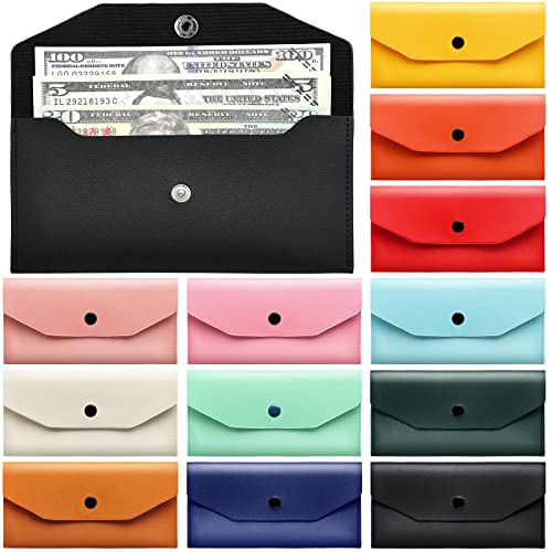 Kacctyen 12 Pcs Leather Cash Envelope Wallet Cash Wallet Envelope PU Leather Retro colored Money Pouch Bag Reusable Check Budget Money Purse for Women Saving Bill Planner Receipts Waterproof Holder - Image 1
