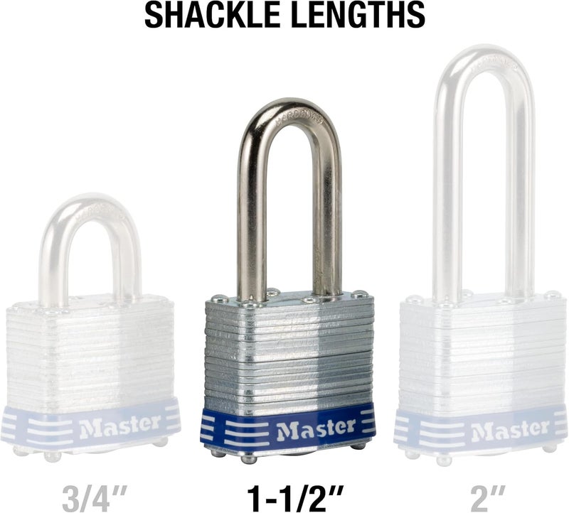 Master Lock 3QLF Outdoor Padlock with Key - 4 Pack Keyed-Alike, Silver - Image 5